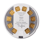 10 x 1 Gramm gr Goldbarren Heraeus Multidisc