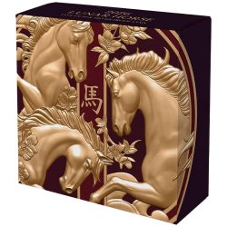 5 Unzen Silber Jahr des Pferdes Horse 2026 Gilded PP Niue