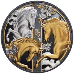 5 Unzen Silber Jahr des Pferdes Horse 2026 Gilded PP Niue