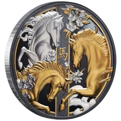 5 Unzen Silber Jahr des Pferdes Horse 2026 Gilded PP Niue