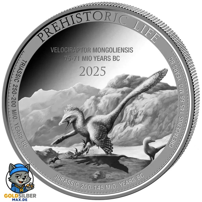 1 Unze Silber Prehistoric Life II Velociraptor
