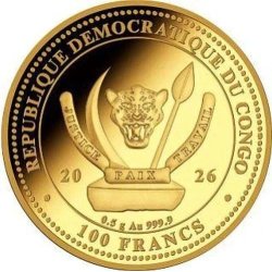 0,5 g Gold Kongo 100 Francs 2026 Geb. Marilyn Monroe 999.9 PP