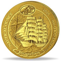 1/12 Unze oz Gold Ruanda  2026 Nautical Kruzenshtern  999  Folie