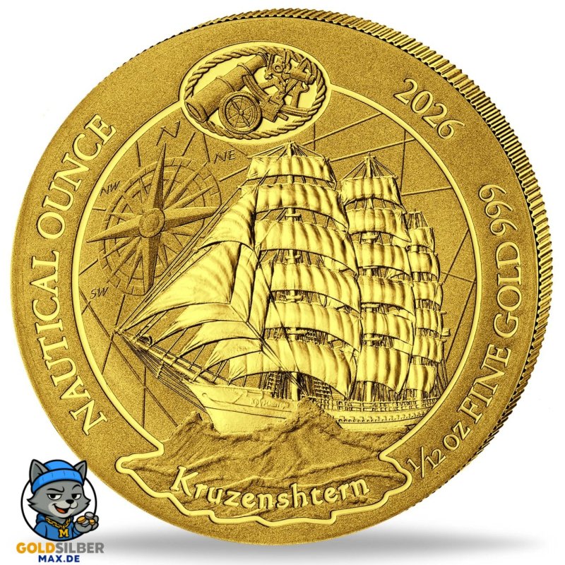 1/12 Unze oz Gold Ruanda  2026 Nautical Kruzenshtern  999  Folie