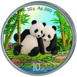 China Panda 2026 Set Tag und Nacht 2x 30 gr Gramm Silber Silbermünze Farbig