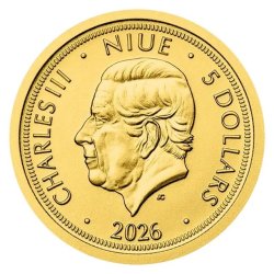 1/25 oz Gold 5 $ Dollar Czech Lion - Tschechischer Löwe Niue Island 2026
