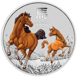 5 oz Unze Silbermünze horse 2026 farbig