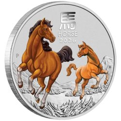 5 oz Unze Silbermünze horse 2026 farbig